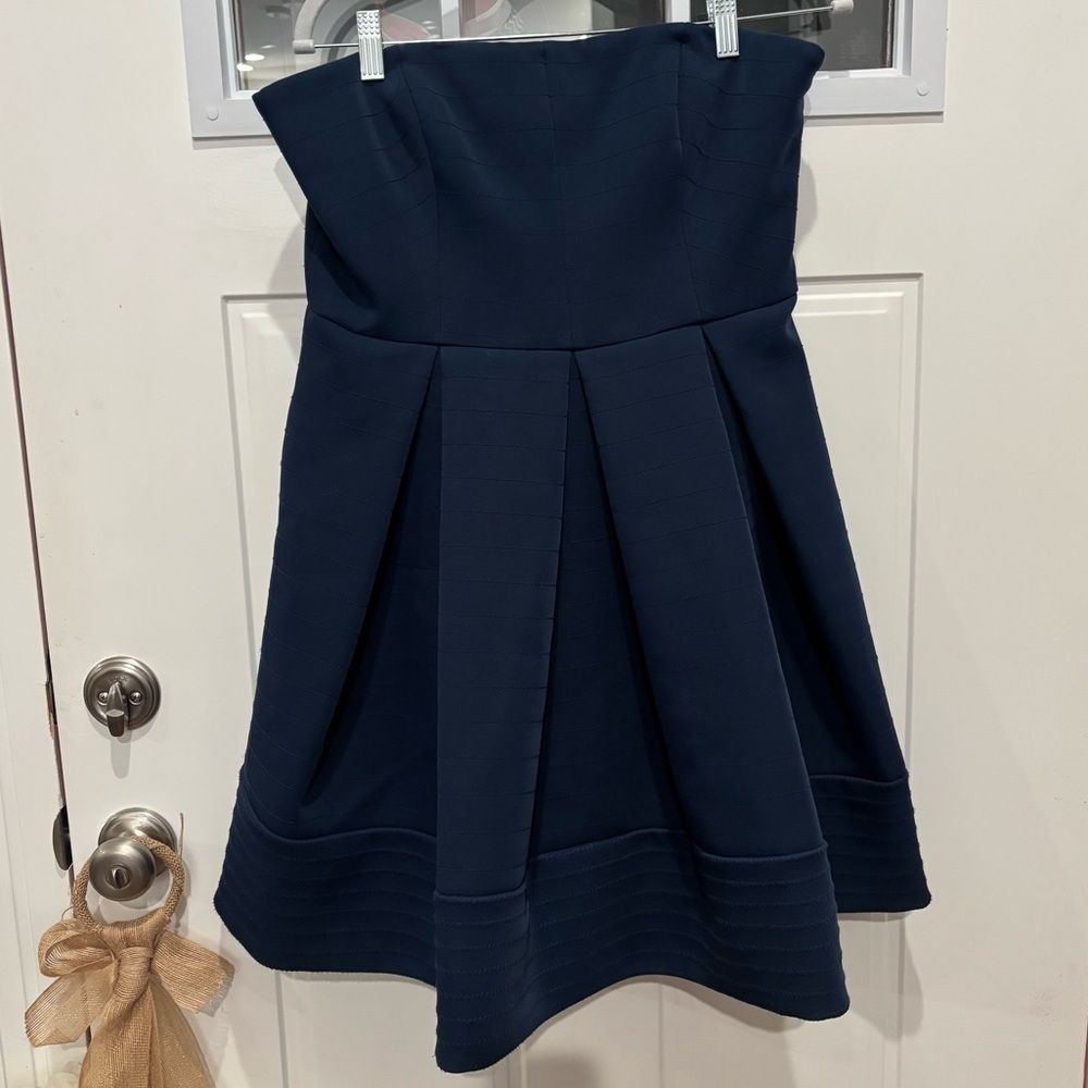 Halston Strapless Dress Navy - Picture 2 of 12